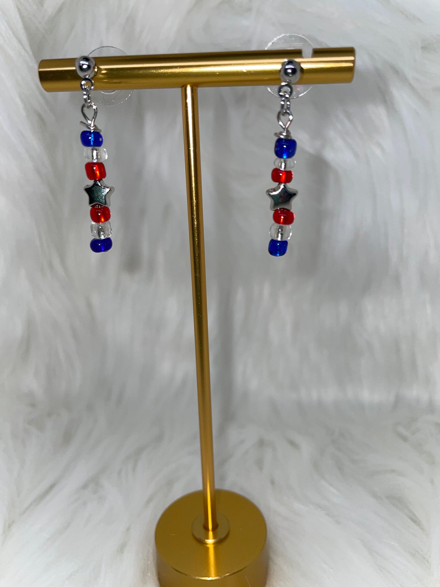 Red & Blue Dangle Earrings