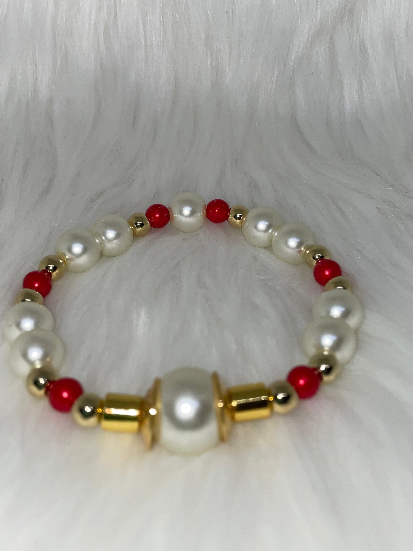 Red & White Pearl Necklace Set