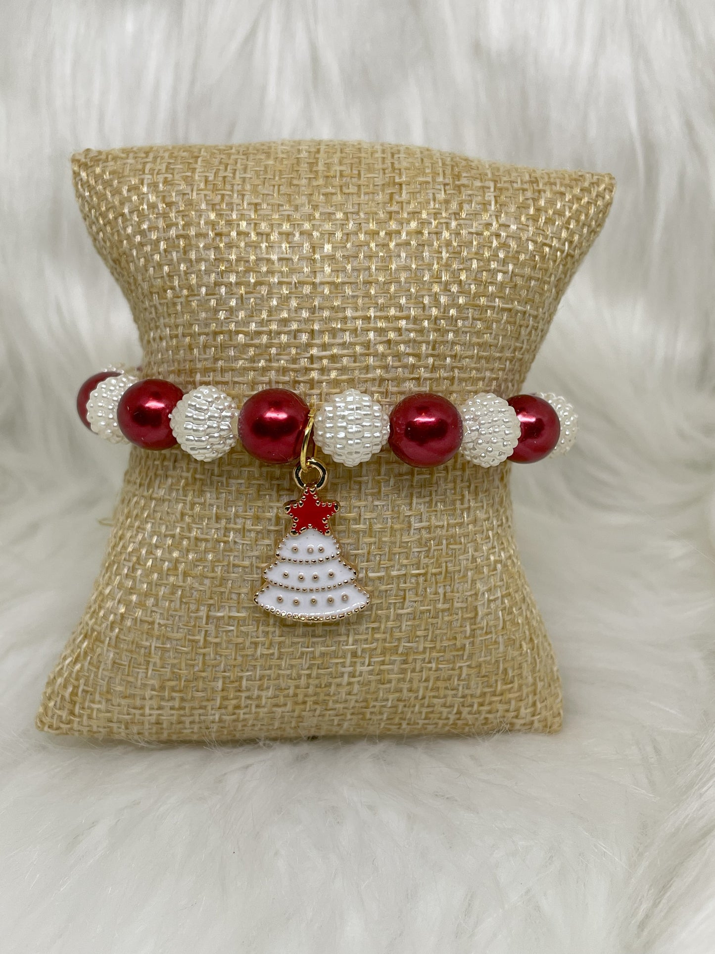 Red & White Stretch Bracelet