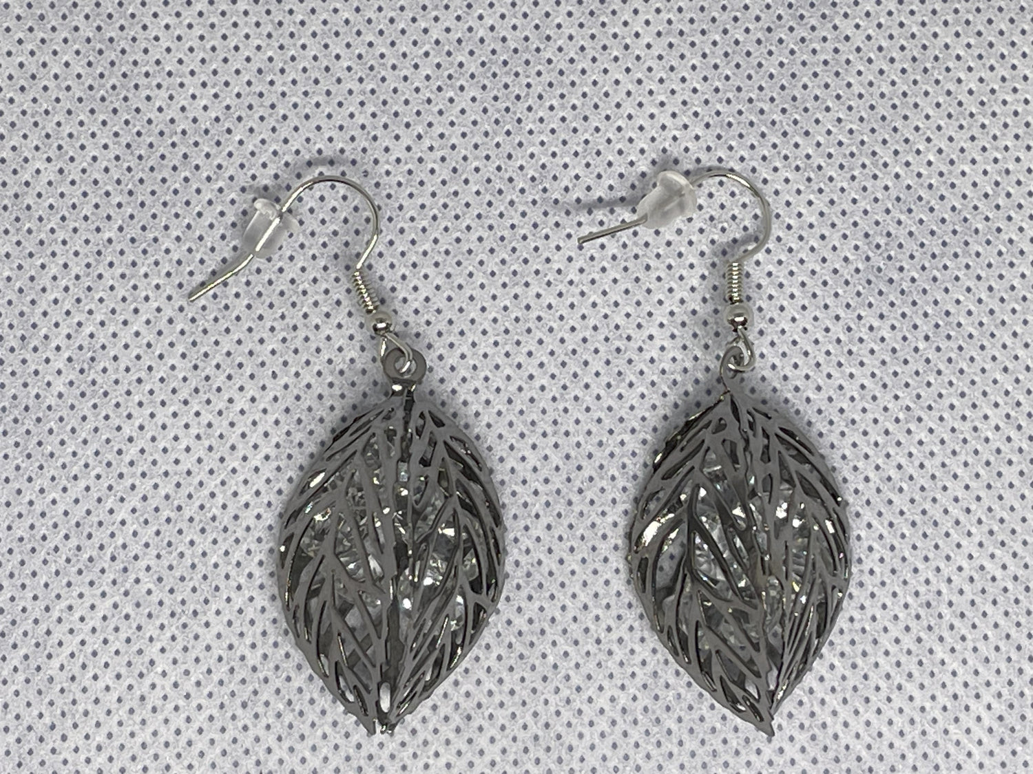 silver leaf dangle earrings