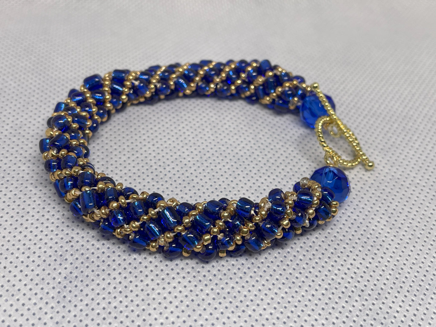 Classy Blue & Gold Rope Bracelet