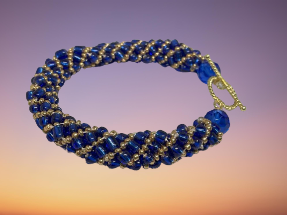 Classy Blue & Gold Rope Bracelet