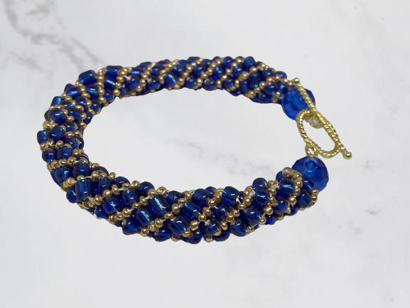 Classy Blue & Gold Rope Bracelet