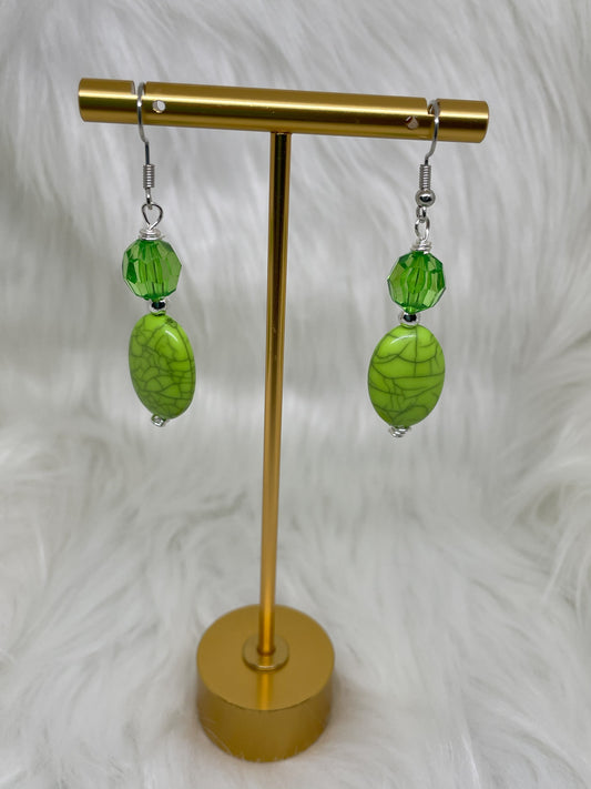 Forest Green & Crackle Earrings