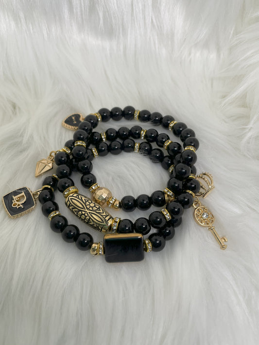 Black and Gold Bracelet Set