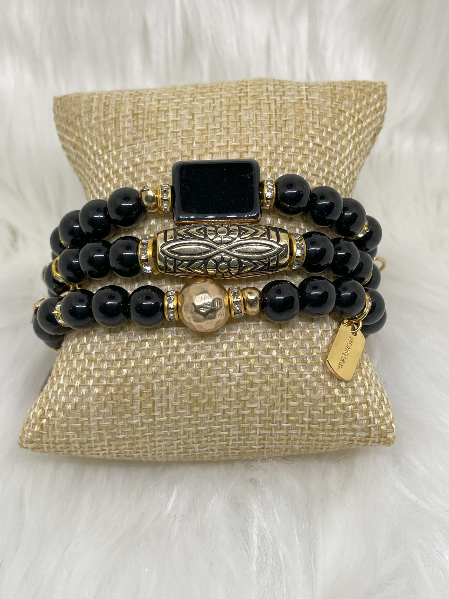 Black and Gold Bracelet Set