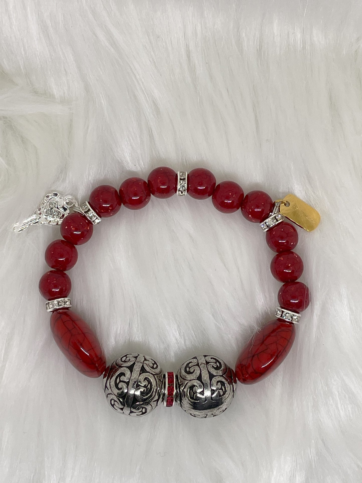 Bold Red & Silver Bracelet