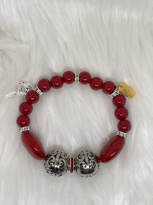 Bold Red & Silver Bracelet