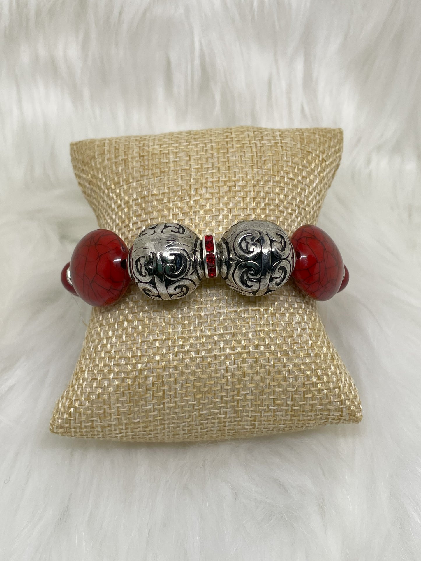 Bold Red & Silver Bracelet