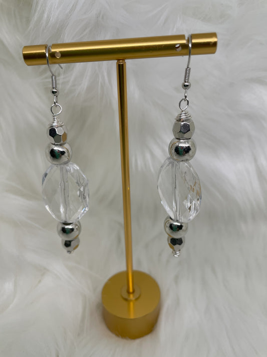 Silver and Clear Earrings