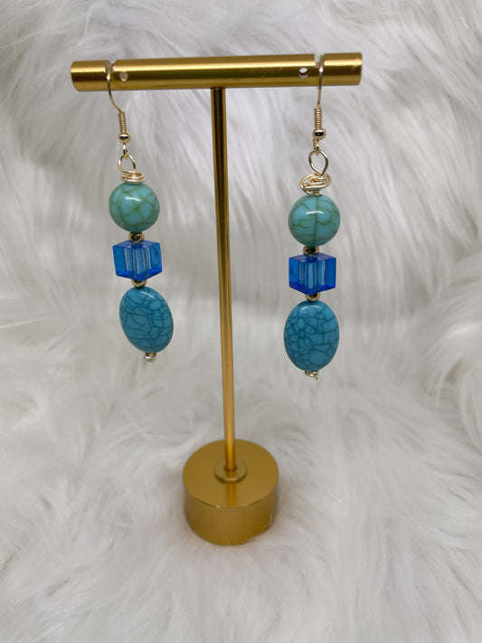 Teal and Blue Earrings