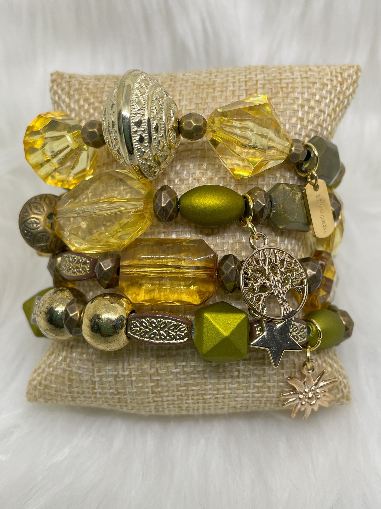Green and Gold Bracelet Set