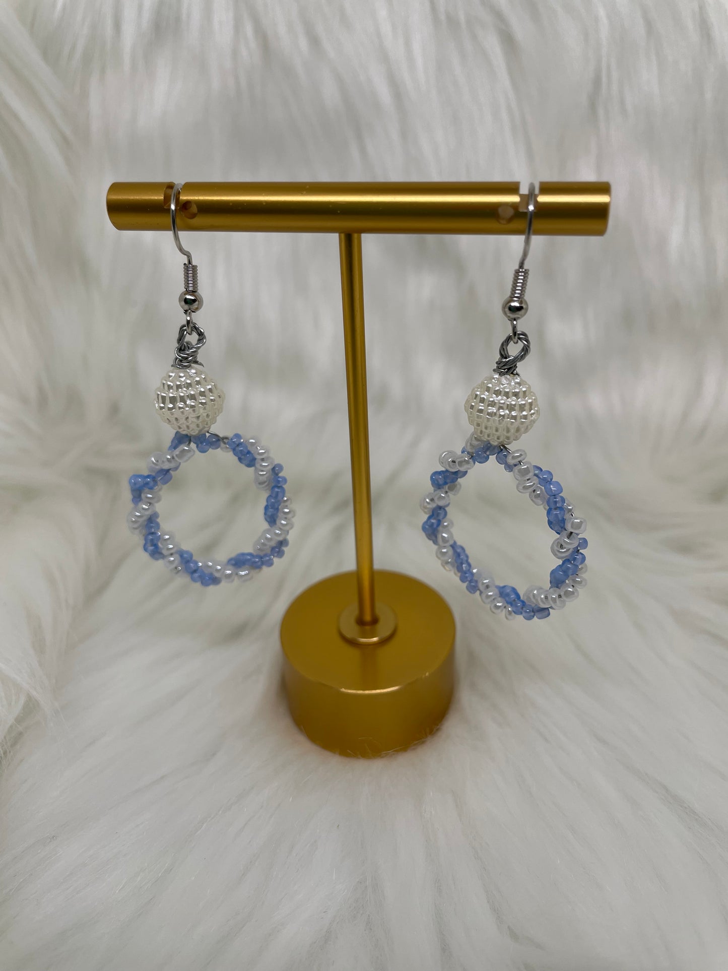 Blue & White Wreath Earrings