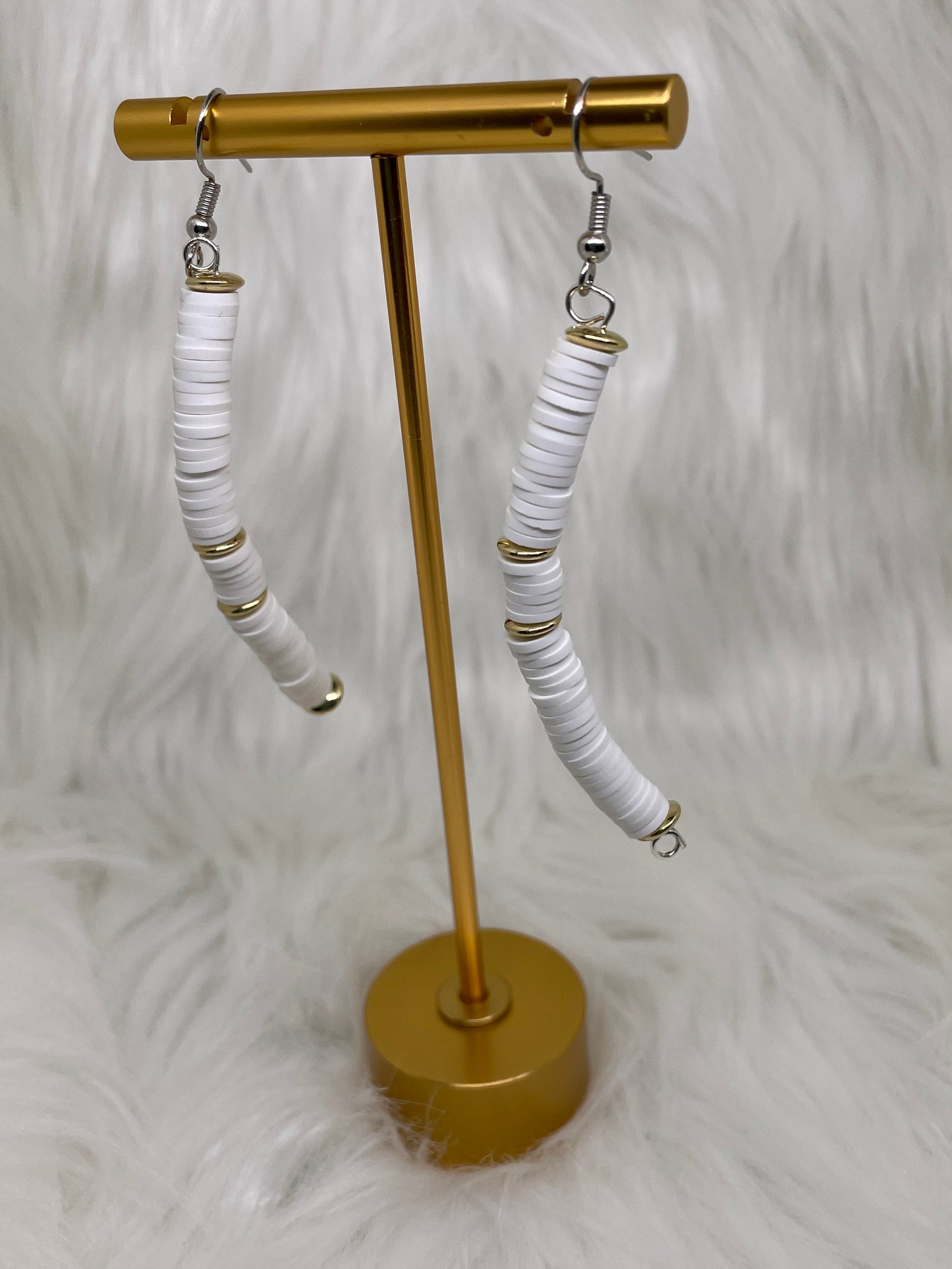 White Heishi Bead Necklace & Earrings