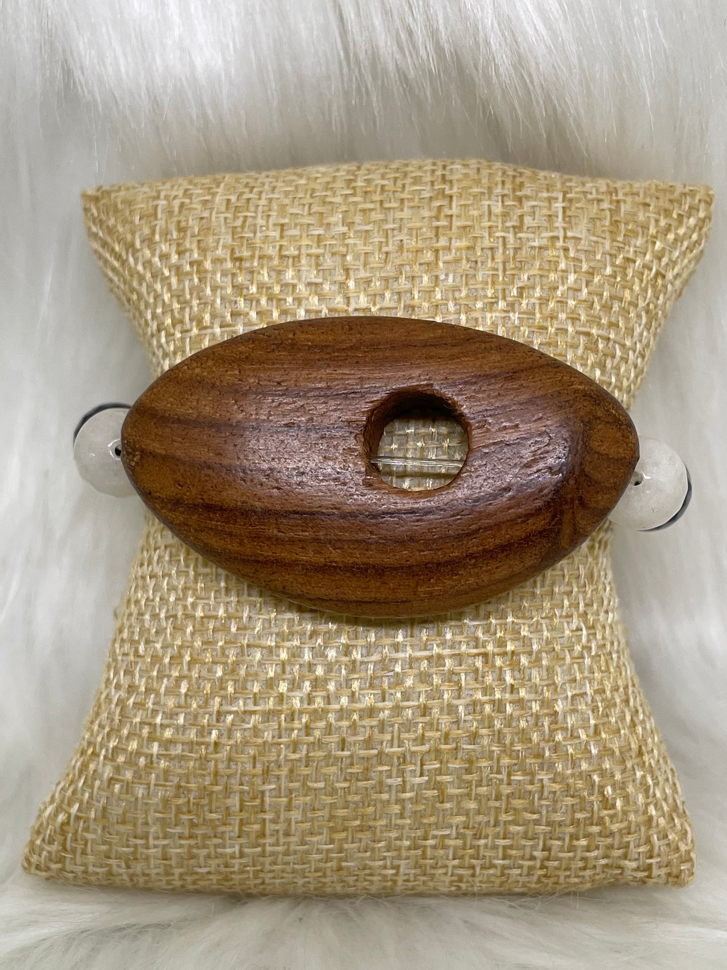 Blue & White Wood Bracelet