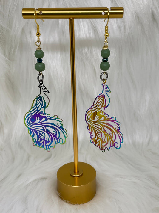 Irridesent Peacock Earrings