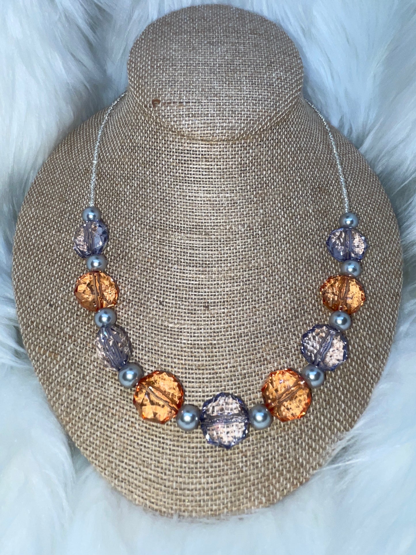 Gray & Orange Necklace Set