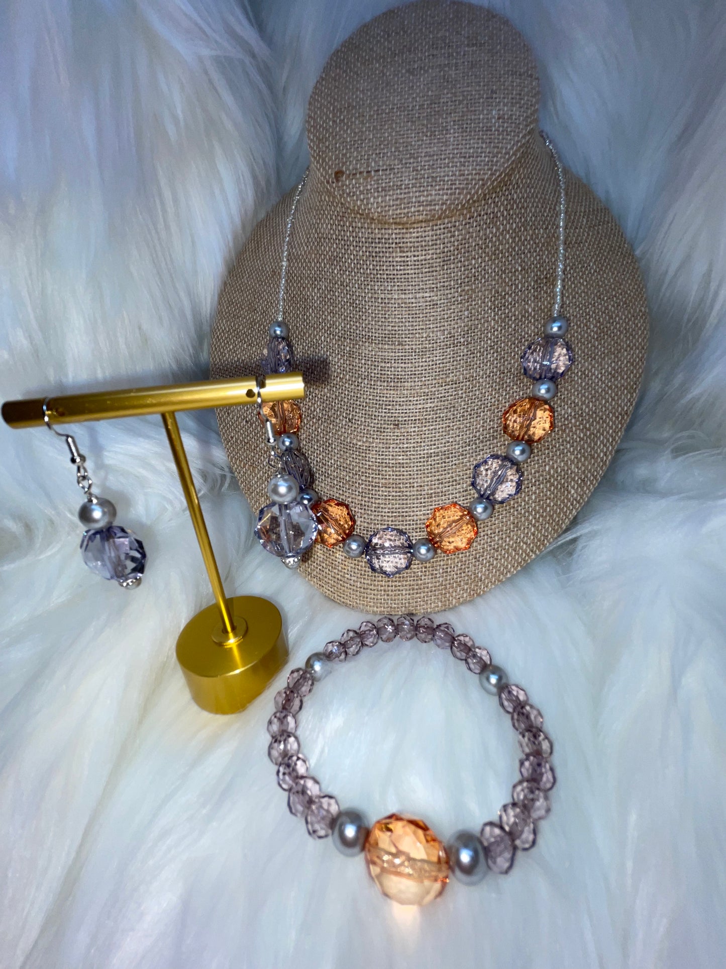 Gray & Orange Necklace Set