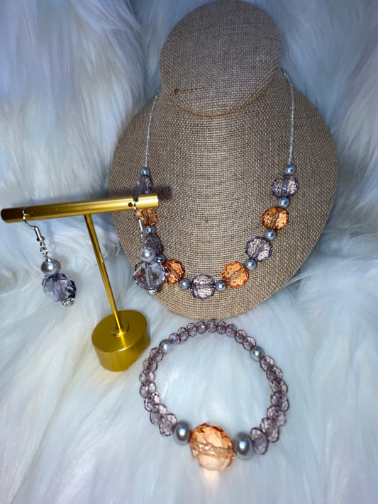 Gray & Orange Necklace Set
