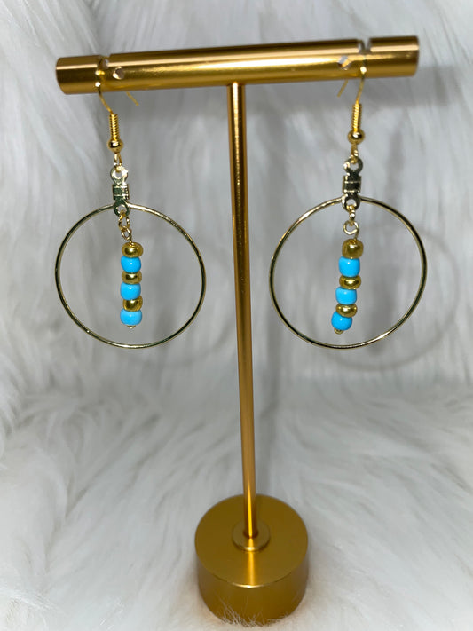 Turquoise & Gold Hoop Earrings