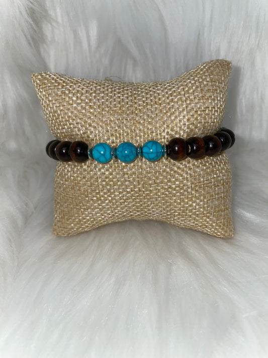 Wood & Howlite Bracelet