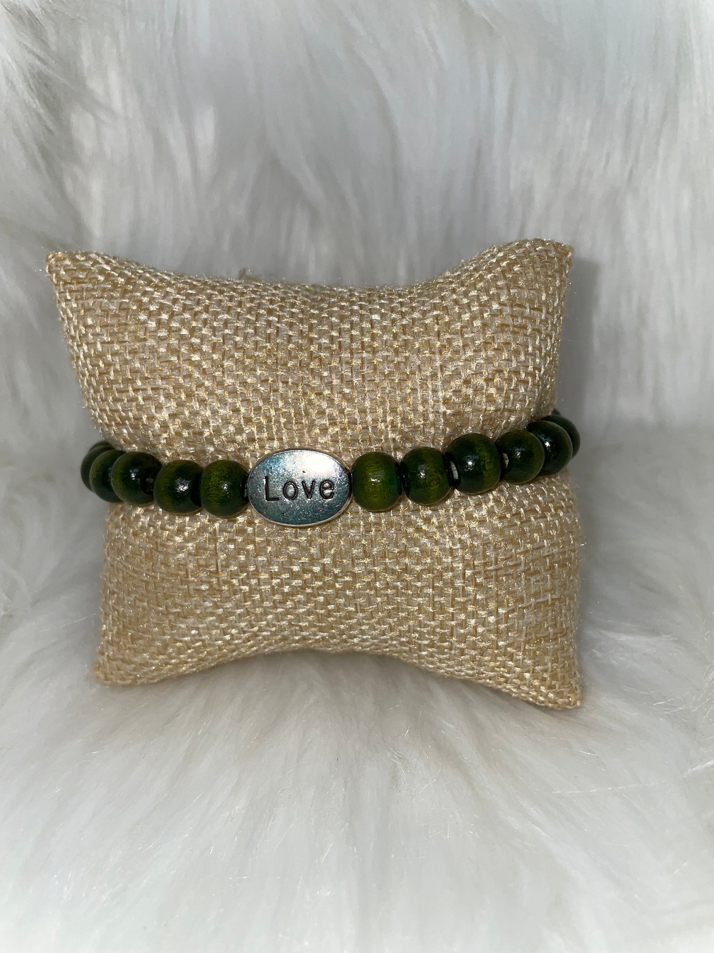 Green Wood Bead Bracelet