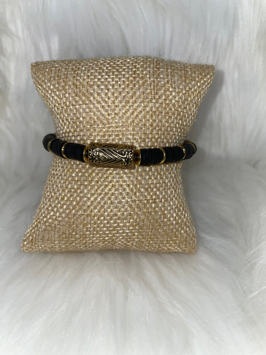 Black & Gold Heishi Bead Bracelet
