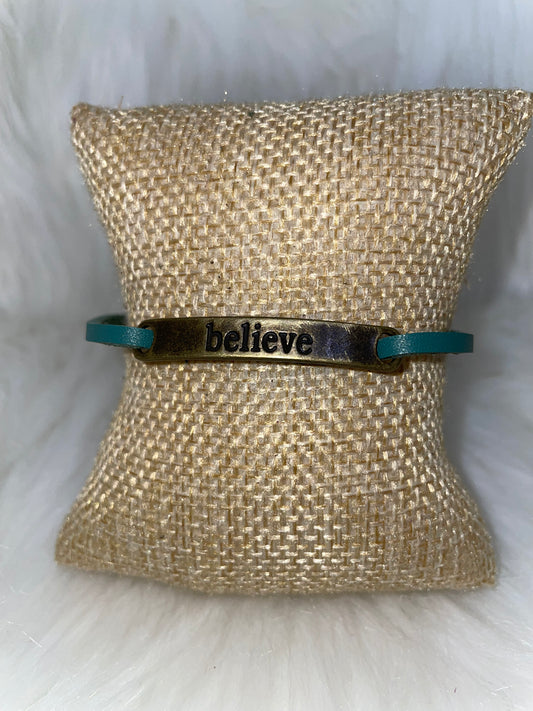 Leather Bracelet- BELIEVE