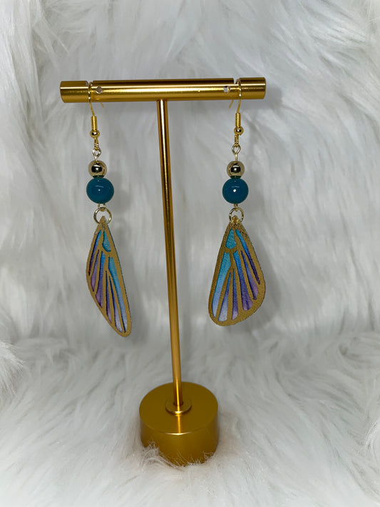 Teal Butterfly Wings Earrings