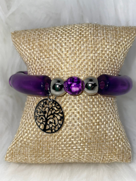 Purple & Gold Acrylic Bracelet