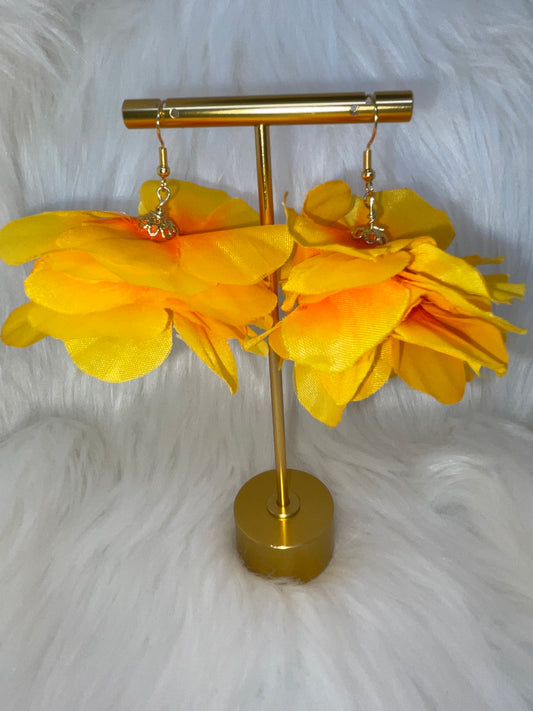 Orange Flower Earrings