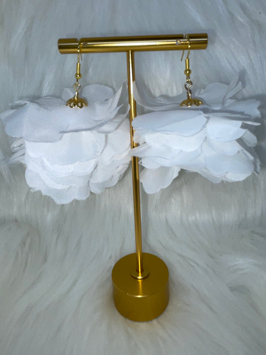 White Flower Earrings