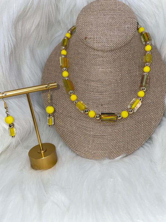 Yellow Necklace & Earrings Set