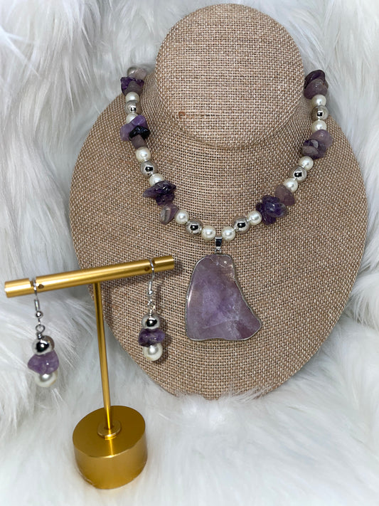 Amethyst Necklace & Earrings Set