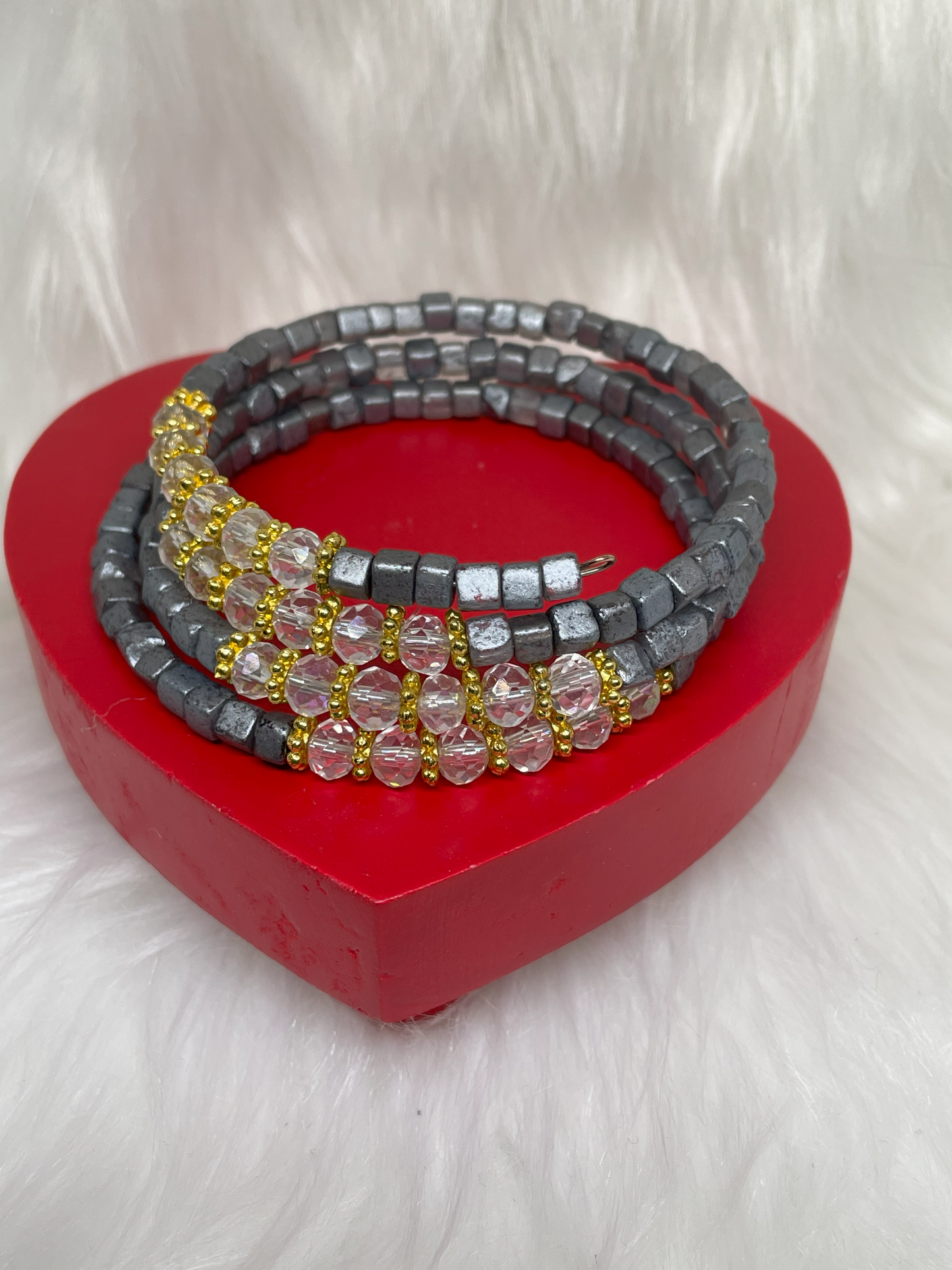 Gray Stacked Wire Bracelet