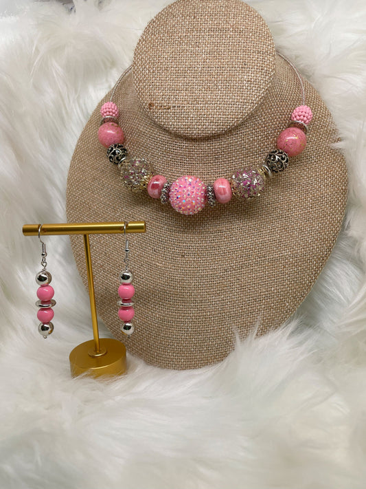 Pretty in Pink Necklace & Earrings Set