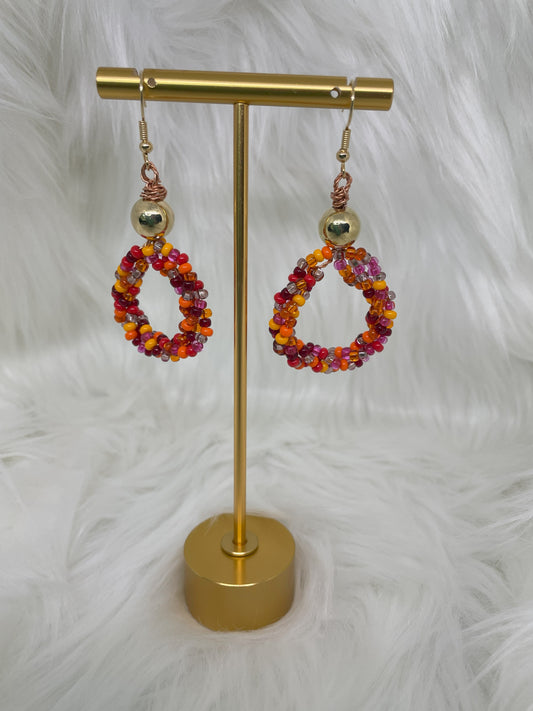 Multi-Orange Circle Earrings