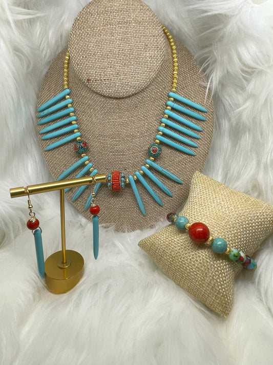 Turquoise Pendant Necklace Set