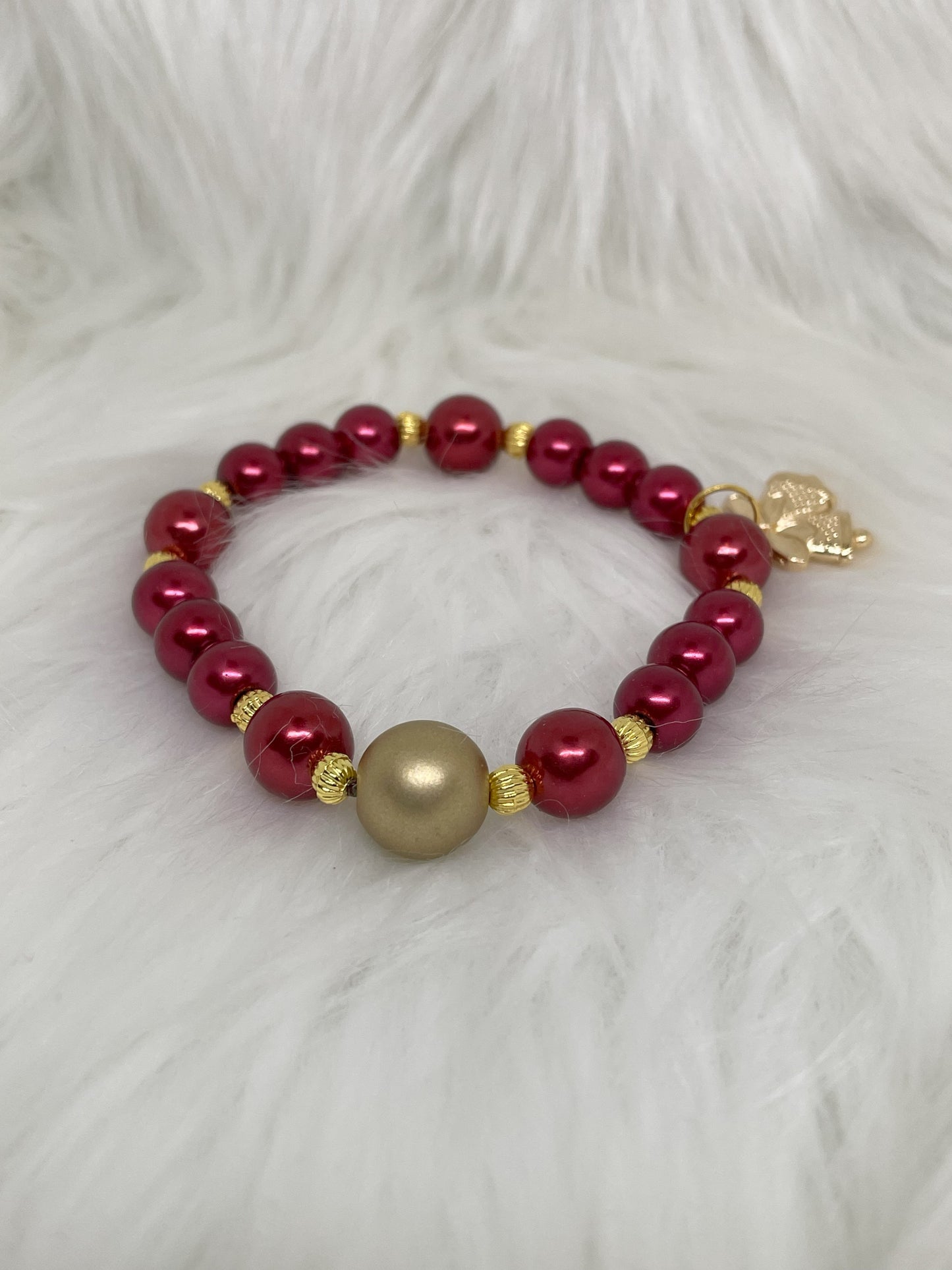 Red Pearl Stretch Bracelet