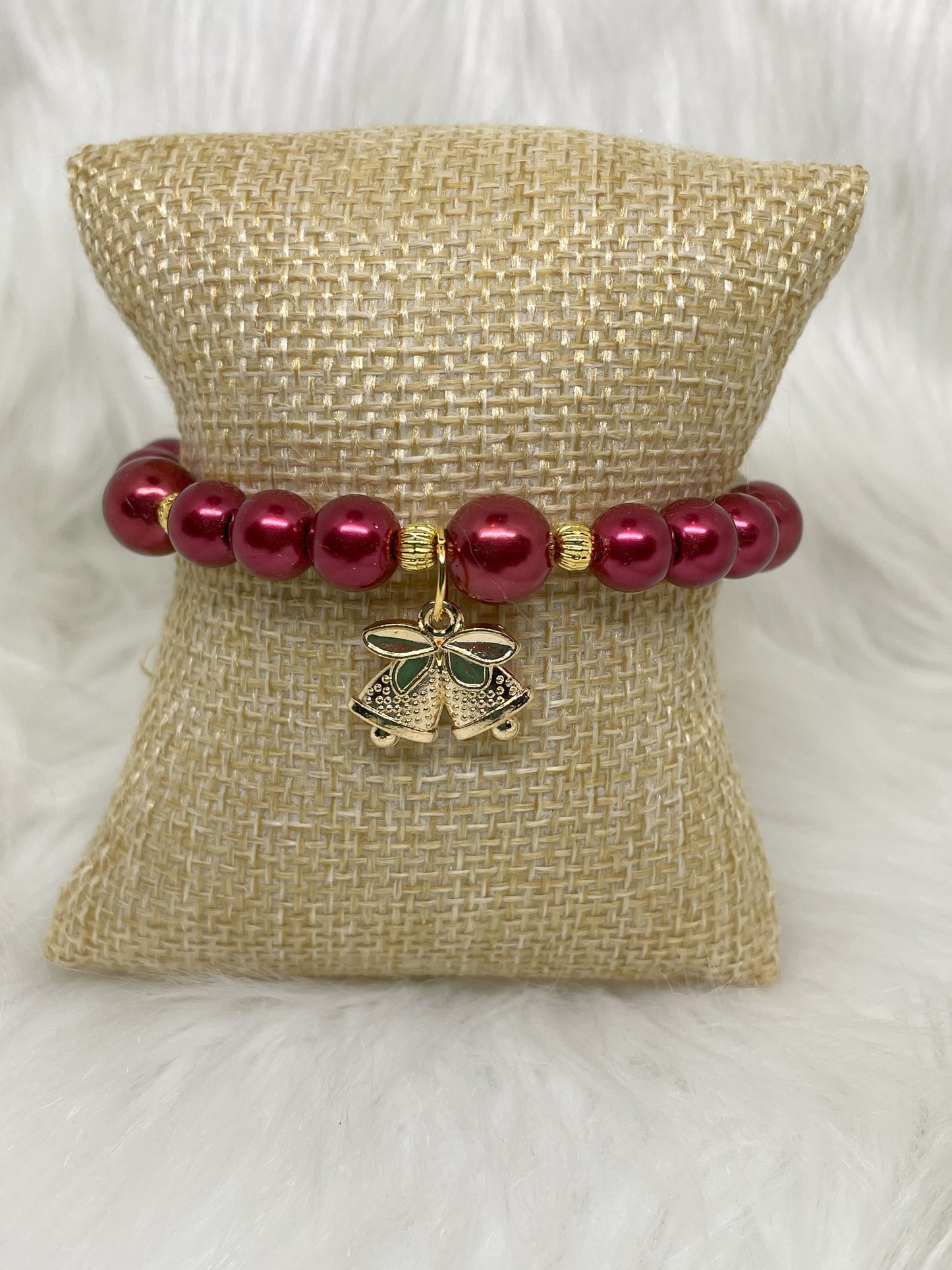 Red Pearl Stretch Bracelet