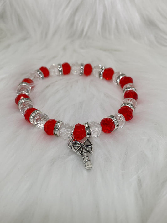 Red & Crystal Stretch Bracelet