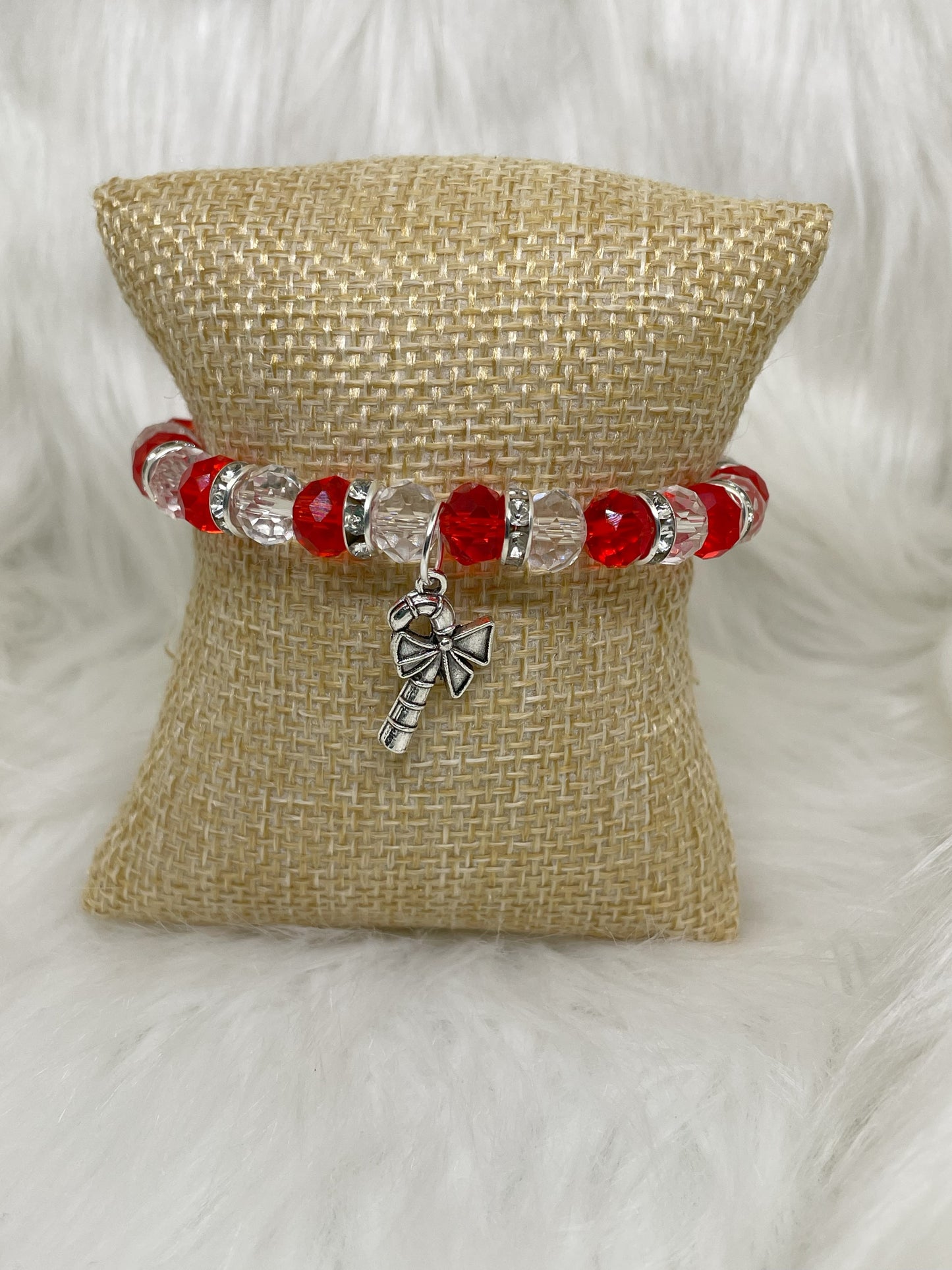 Red & Crystal Stretch Bracelet