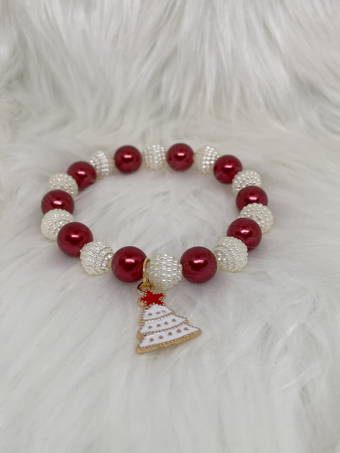 Red & White  Stretch Bracelet