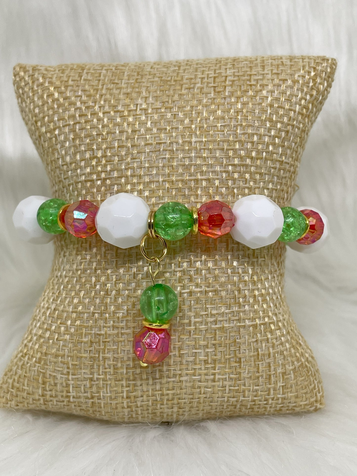 White, Red, and Green Bracelet