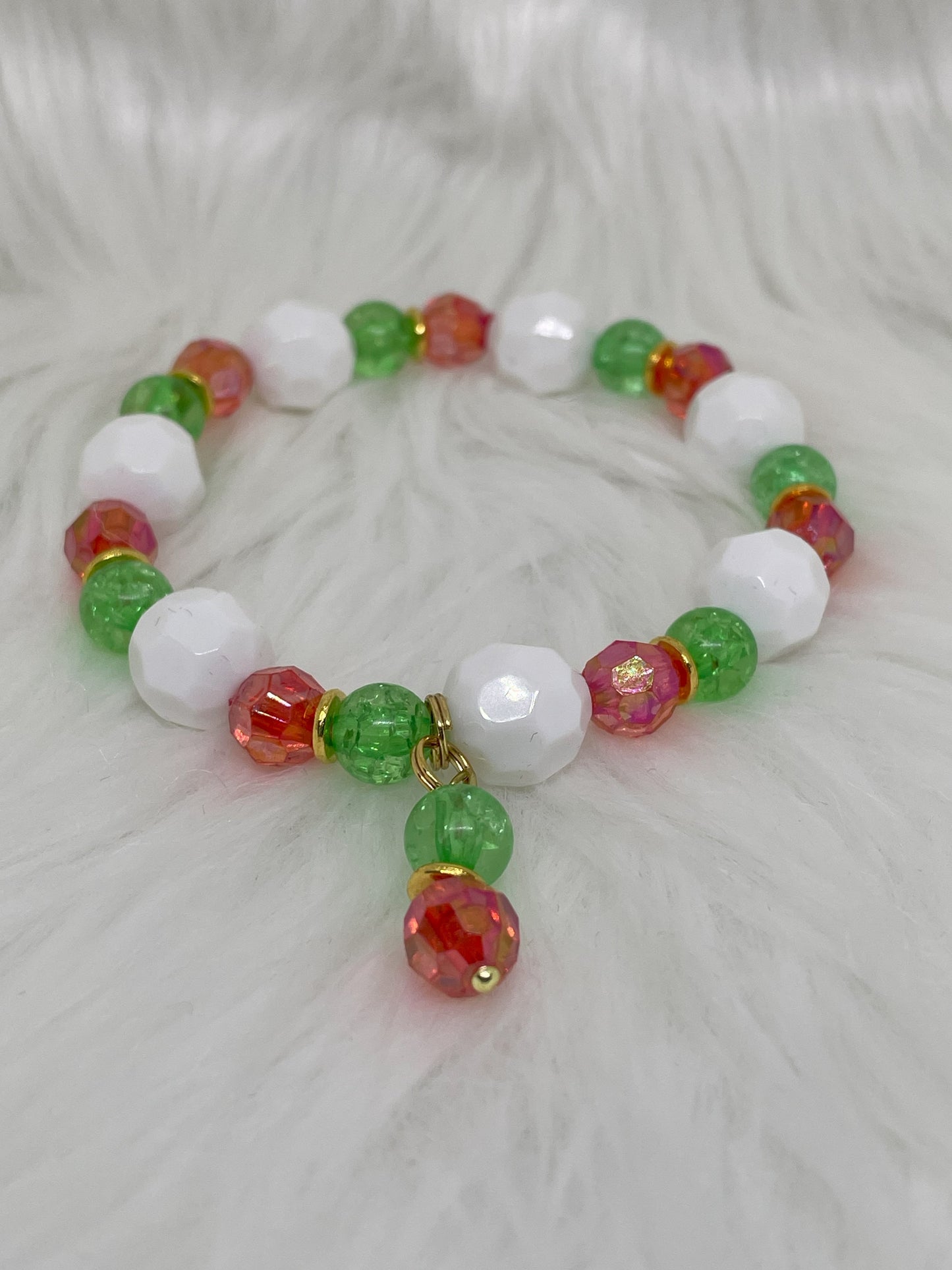 White, Red, and Green Bracelet